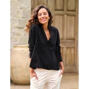 Frank & Eileen Shirt Patrick Popover‎ Henley Heritage Jersey Size XS Black Cozy